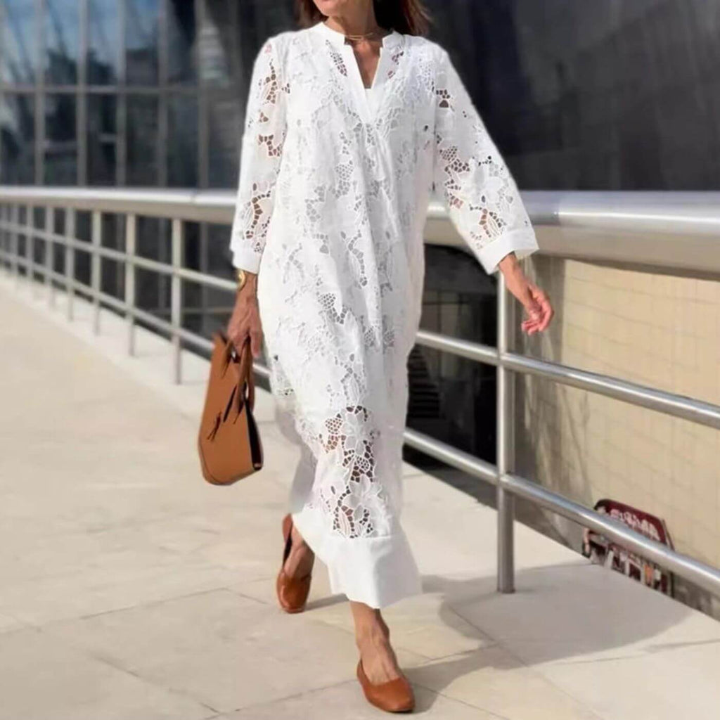 Flavia | Women's Lace Long Sleeve Maxi Dress