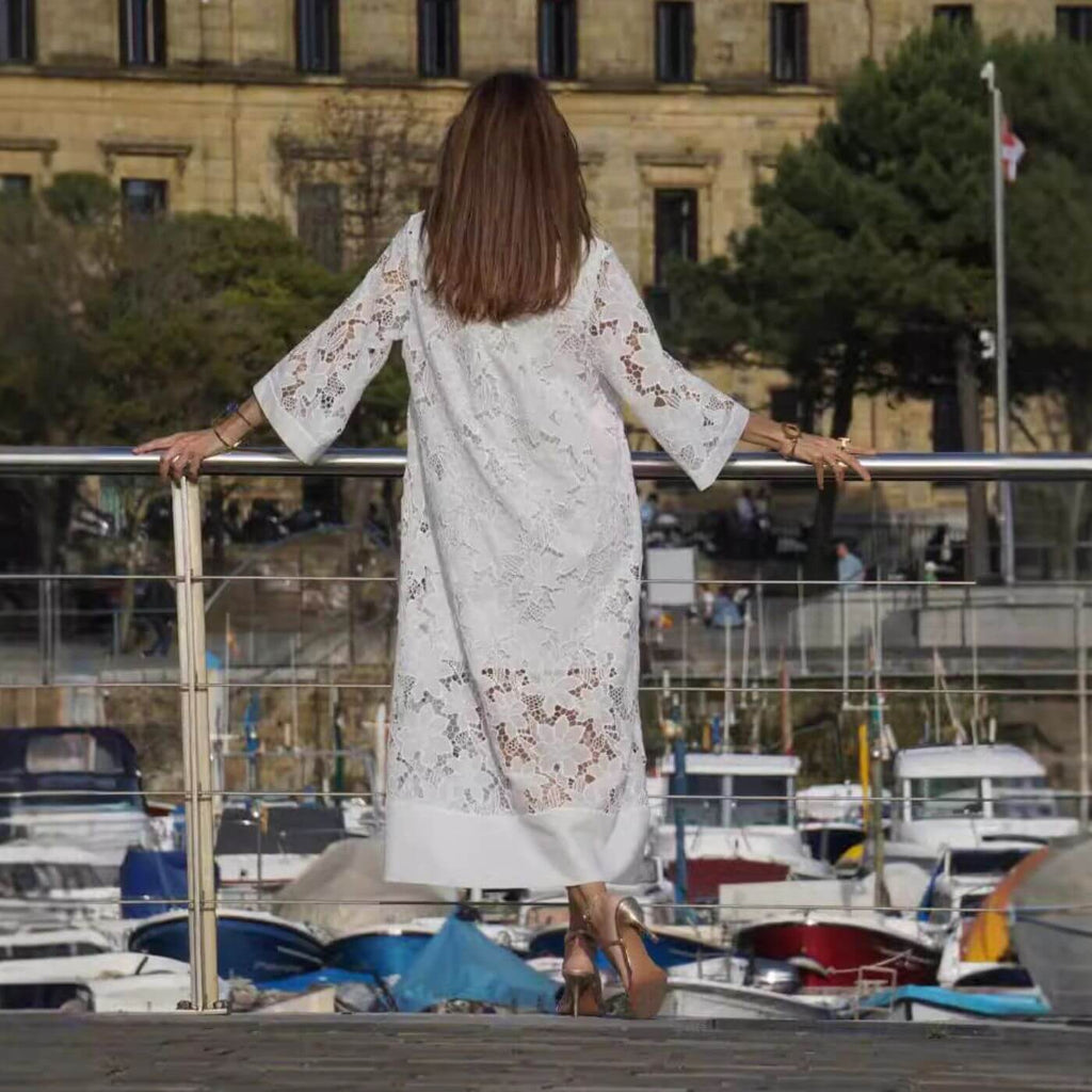 Flavia | Women's Lace Long Sleeve Maxi Dress