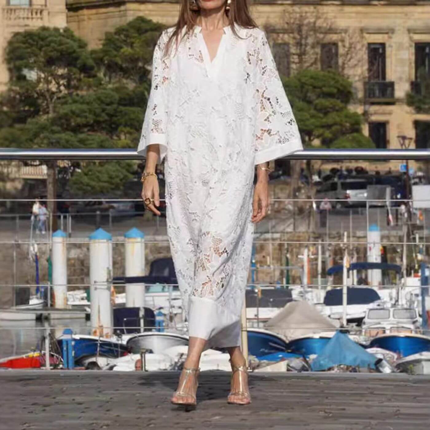 Flavia | Women's Lace Long Sleeve Maxi Dress
