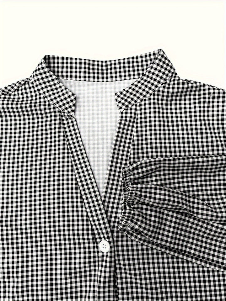 Jorvik | Women's Gingham Check Button-Down Ruffle Hem Mini Dress