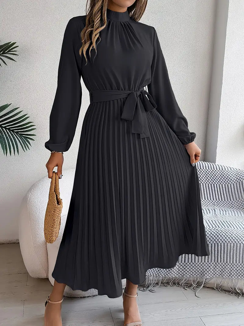 Jasmine | Women's Long Sleeve Pleated Midi Dress