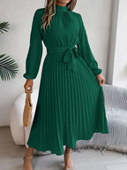 Jasmine | Women's Long Sleeve Pleated Midi Dress