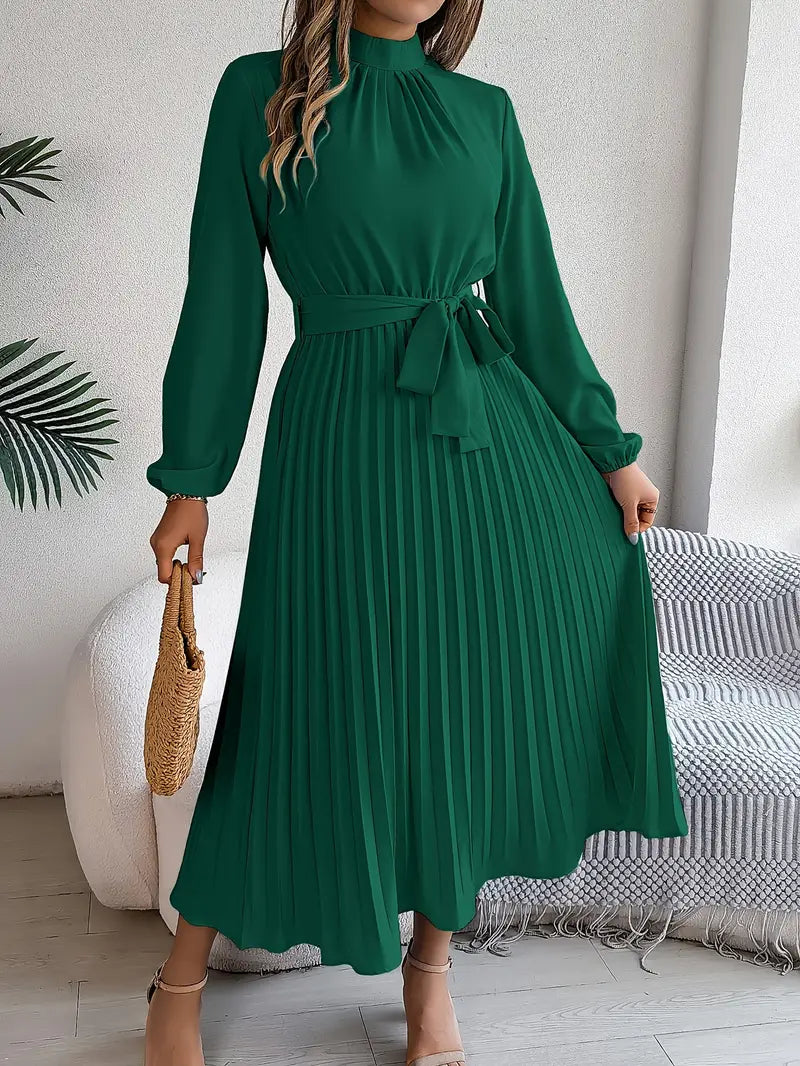 Jasmine | Women's Long Sleeve Pleated Midi Dress