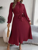 Jasmine | Women's Long Sleeve Pleated Midi Dress