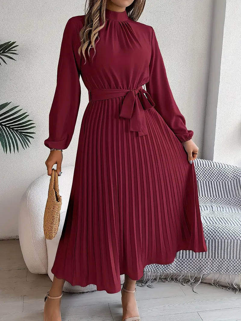 Jasmine | Women's Long Sleeve Pleated Midi Dress
