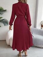 Jasmine | Women's Long Sleeve Pleated Midi Dress