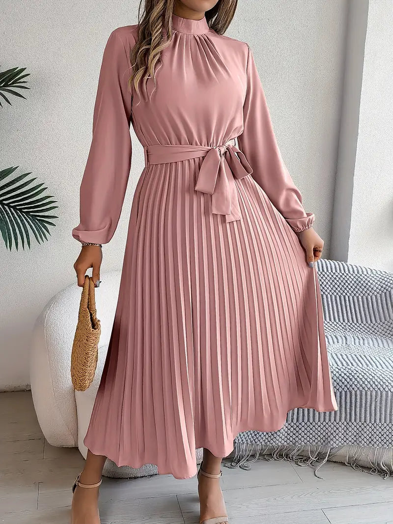 Jasmine | Women's Long Sleeve Pleated Midi Dress