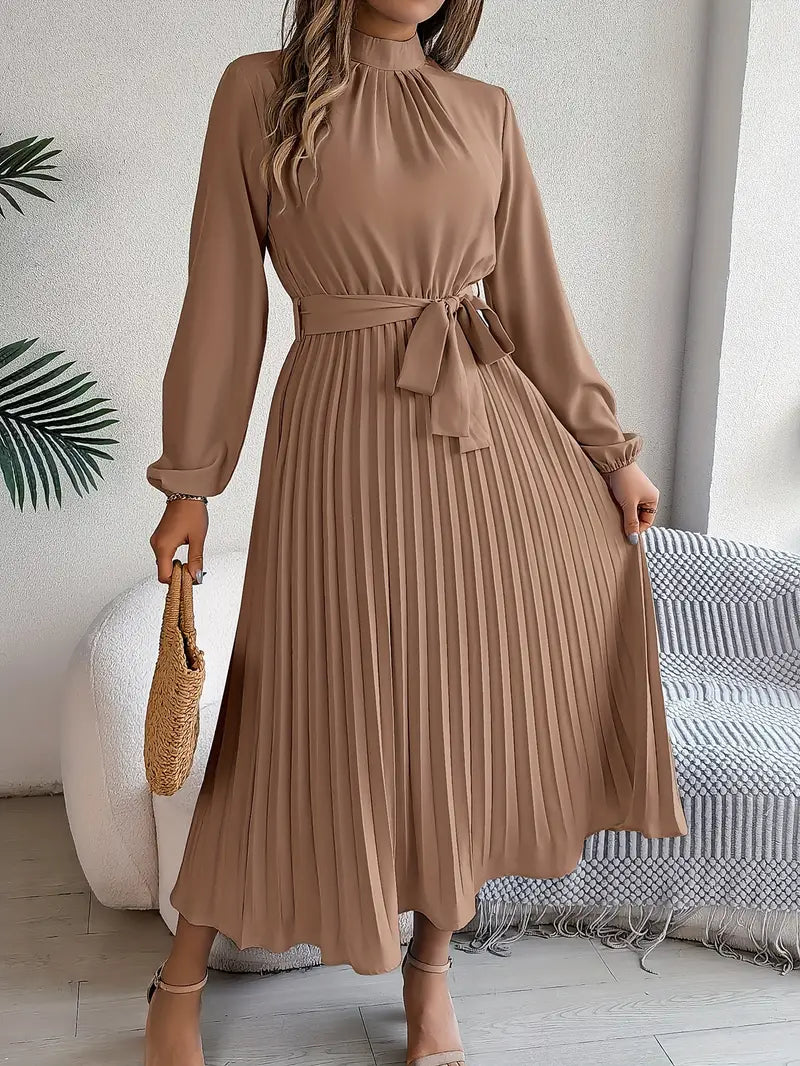 Jasmine | Women's Long Sleeve Pleated Midi Dress