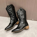 Quillan | Women's Embroidered Mid-Calf Cowboy Boots