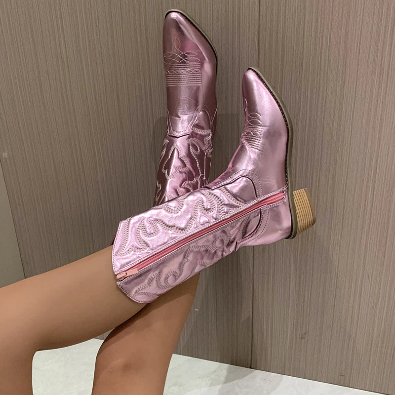 Quillan | Women's Embroidered Mid-Calf Cowboy Boots