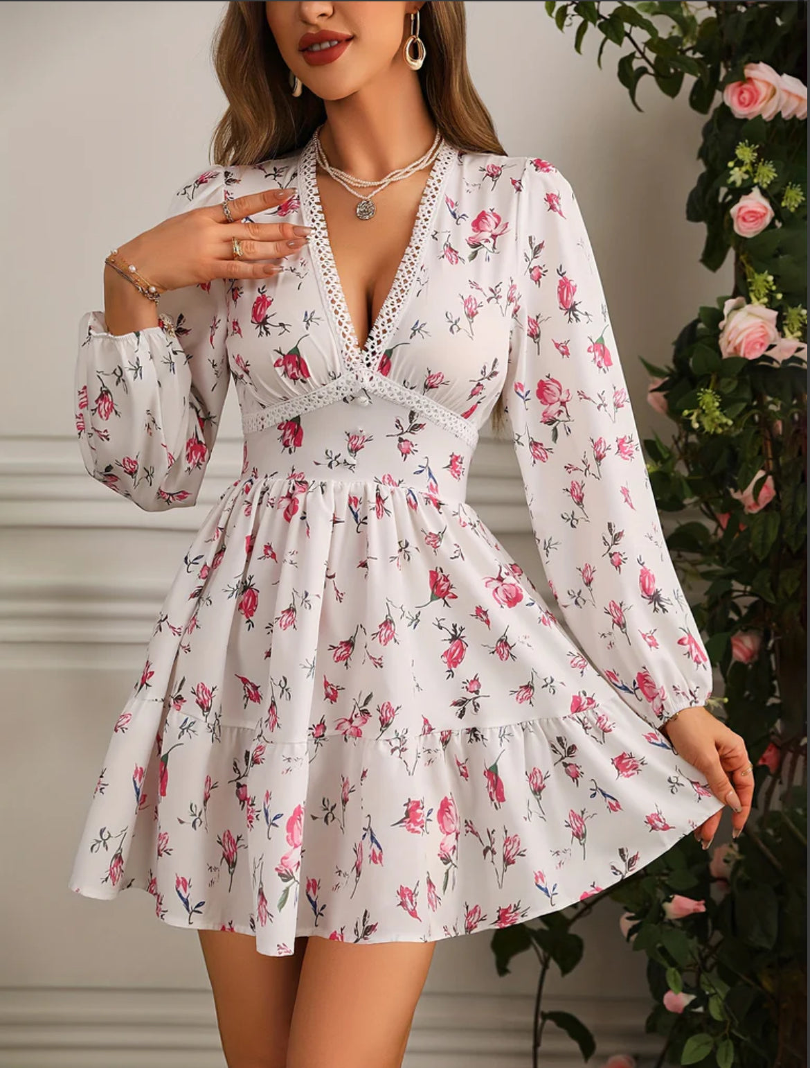 Lyra | Women's Floral Long Sleeve Mini Dress