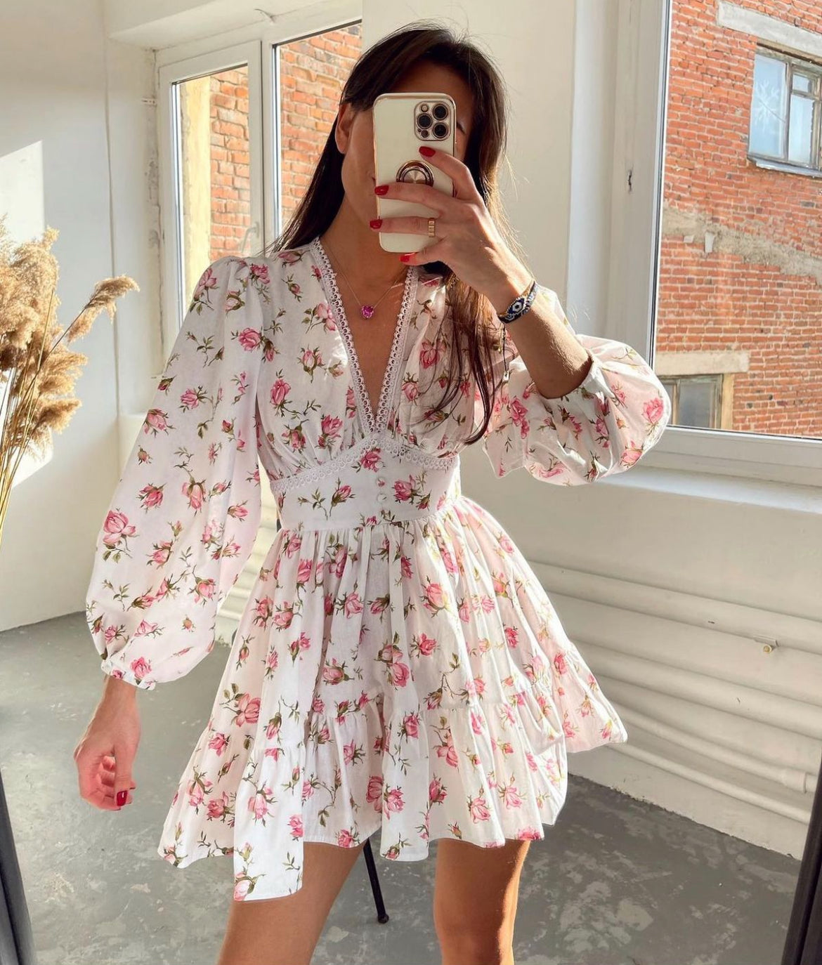 Lyra | Women's Floral Long Sleeve Mini Dress