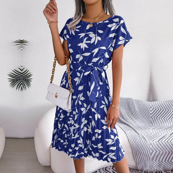 Eithne | Women's Floral Short Sleeve Pleated Midi Sundress