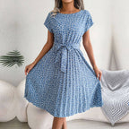 Eithne | Women's Floral Short Sleeve Pleated Midi Sundress