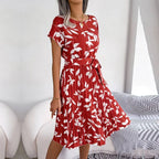 Eithne | Women's Floral Short Sleeve Pleated Midi Sundress