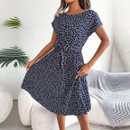 Eithne | Women's Floral Short Sleeve Pleated Midi Sundress