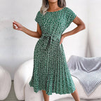 Eithne | Women's Floral Short Sleeve Pleated Midi Sundress