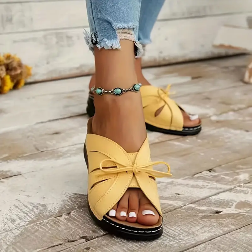Bram | Women's Cut-Out Bow Peep Toe Wedge Sandals