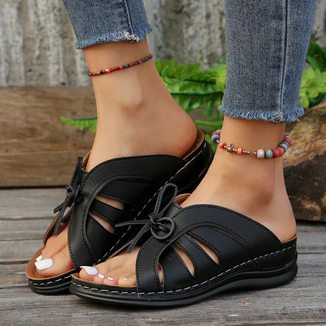 Bram | Women's Cut-Out Bow Peep Toe Wedge Sandals