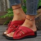 Bram | Women's Cut-Out Bow Peep Toe Wedge Sandals