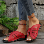 Bram | Women's Cut-Out Bow Peep Toe Wedge Sandals
