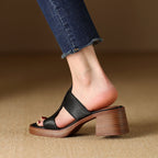 Jolene | Women's Block Heeled Sandals with Cut-Out Design