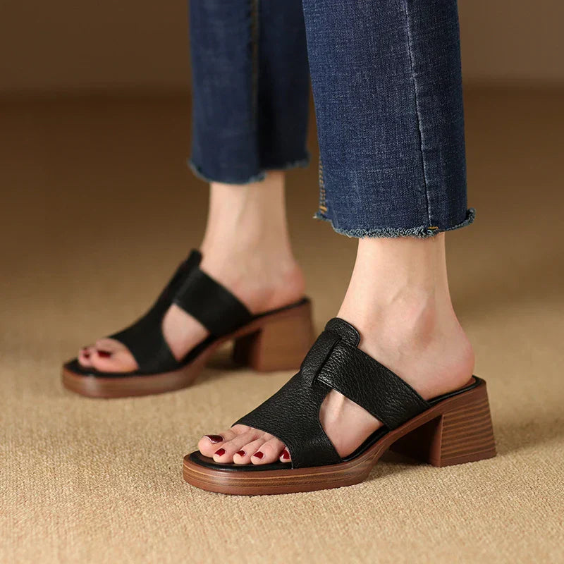 Jolene | Women's Block Heeled Sandals with Cut-Out Design