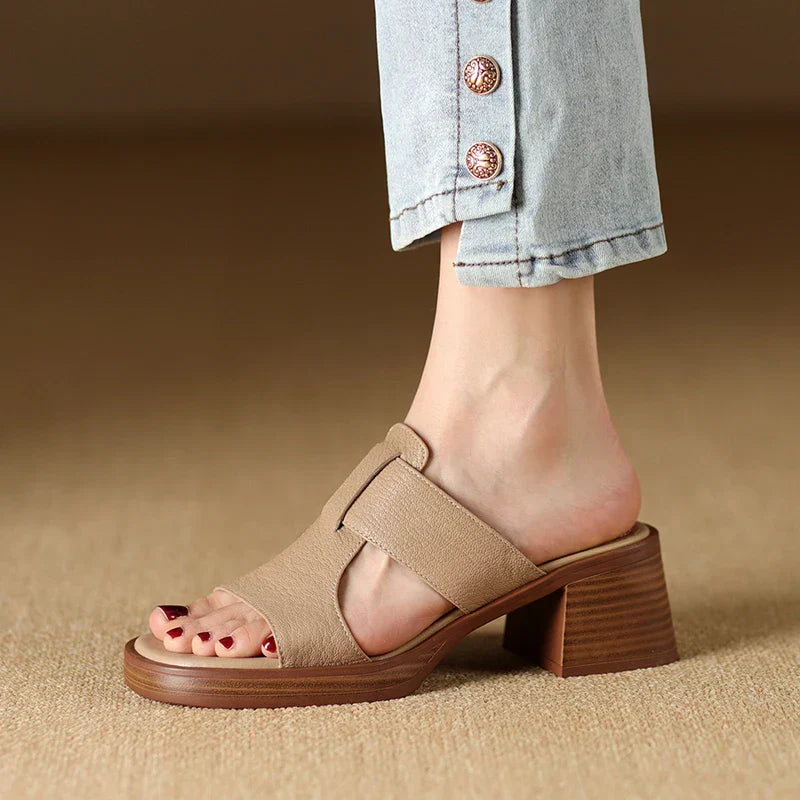 Jolene | Women's Block Heeled Sandals with Cut-Out Design