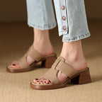 Jolene | Women's Block Heeled Sandals with Cut-Out Design