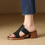 Jolene | Women's Block Heeled Sandals with Cut-Out Design
