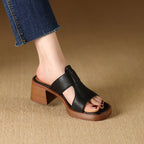 Jolene | Women's Block Heeled Sandals with Cut-Out Design