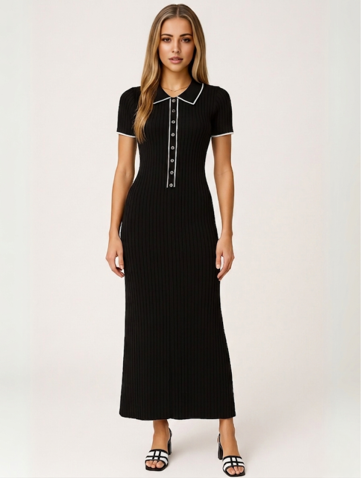 Birch | Women's Ribbed Button-Down Maxi Dress