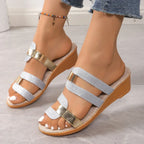 Jolene | Women's Elegant Slide Sandals with Gold Accents