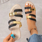 Jolene | Women's Elegant Slide Sandals with Gold Accents