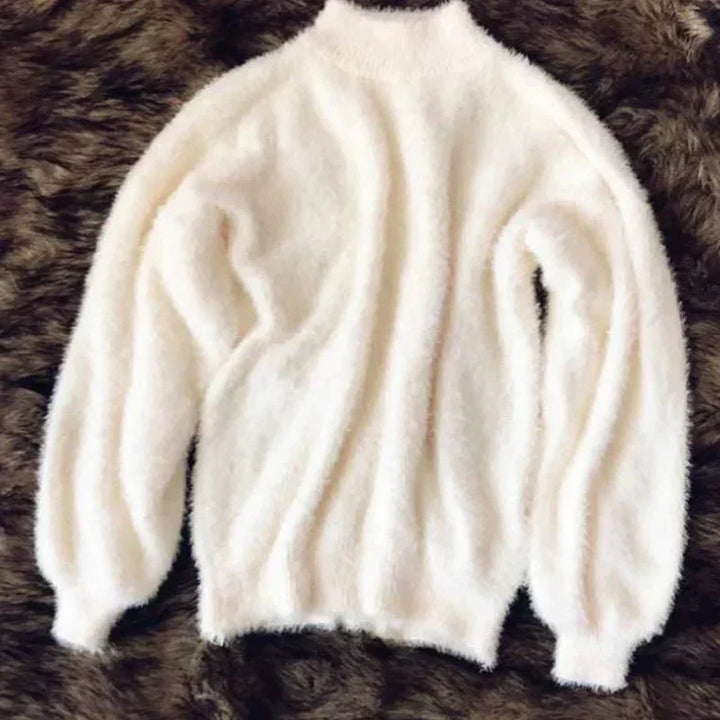 Joy - Fluffy Knitted Oversized Turtleneck Sweater