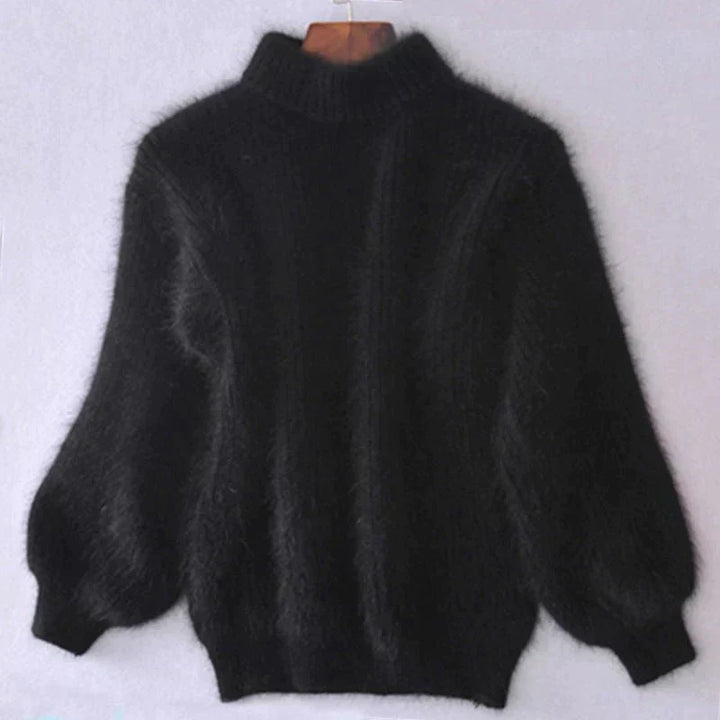 Joy - Fluffy Knitted Oversized Turtleneck Sweater