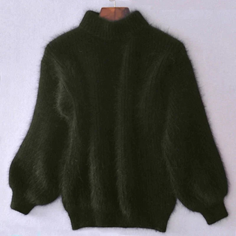Joy - Fluffy Knitted Oversized Turtleneck Sweater