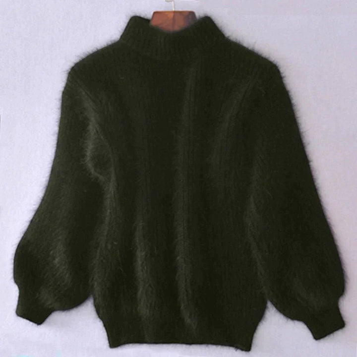 Joy - Fluffy Knitted Oversized Turtleneck Sweater
