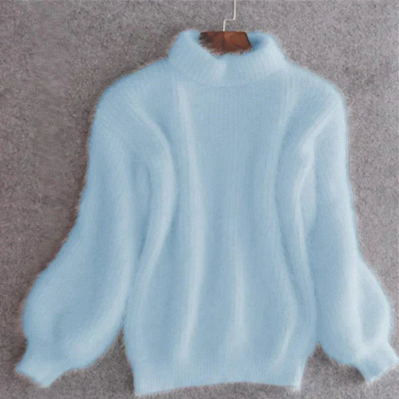 Joy - Fluffy Knitted Oversized Turtleneck Sweater