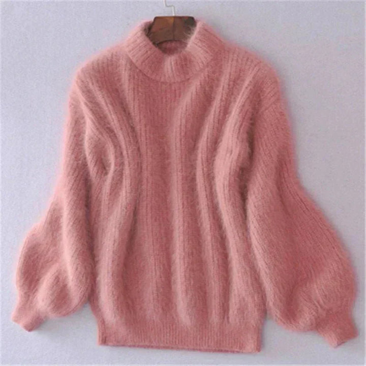 Joy - Fluffy Knitted Oversized Turtleneck Sweater