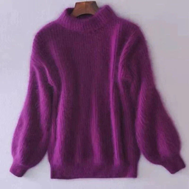 Joy - Fluffy Knitted Oversized Turtleneck Sweater