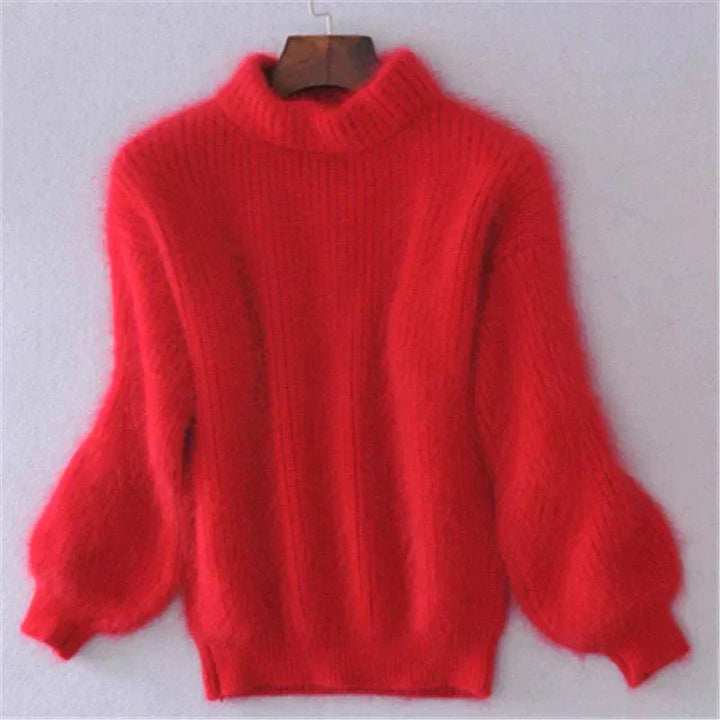 Joy - Fluffy Knitted Oversized Turtleneck Sweater