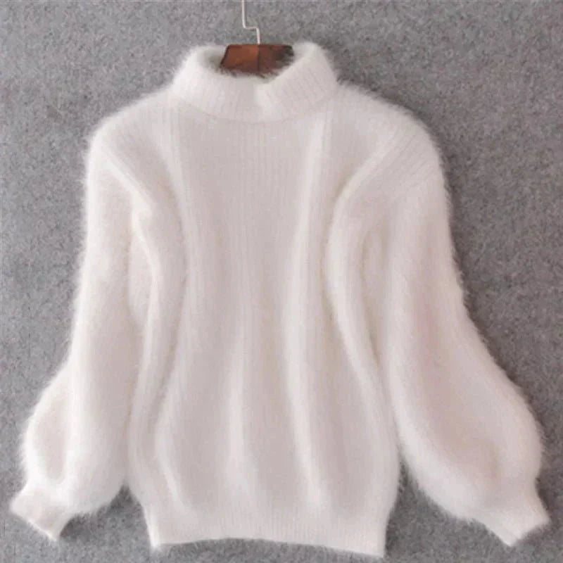 Joy - Fluffy Knitted Oversized Turtleneck Sweater
