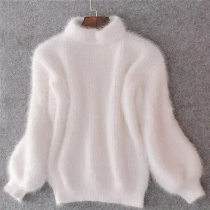 Joy - Fluffy Knitted Oversized Turtleneck Sweater