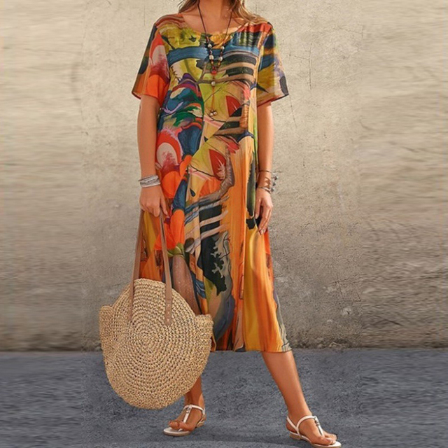 Jarvis | Women's Abstract Print A-Line Midi Dress