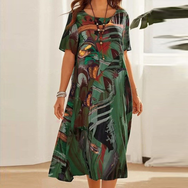 Jarvis | Women's Abstract Print A-Line Midi Dress