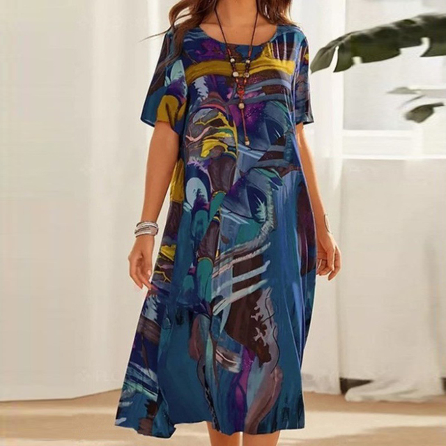 Jarvis | Women's Abstract Print A-Line Midi Dress