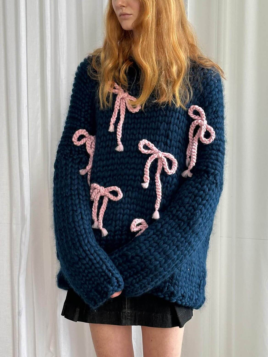 Grace & Jess | Bow Crew Neck Loose Sweater