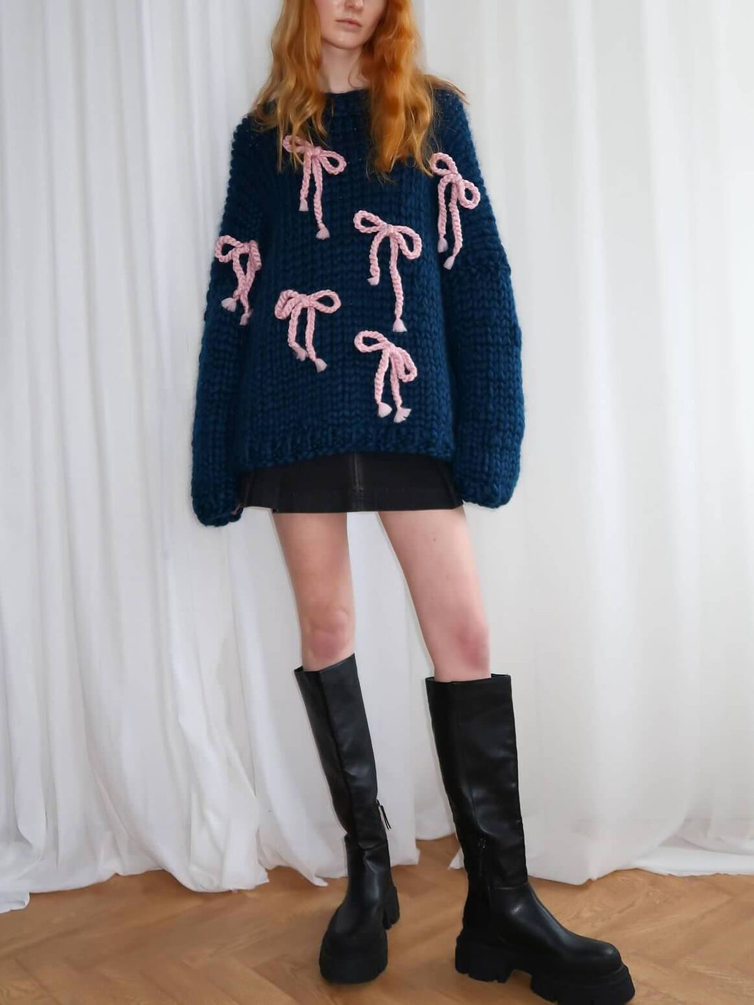 Grace & Jess | Bow Crew Neck Loose Sweater