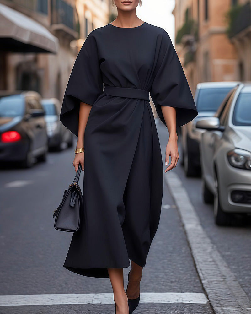 Kerith | Women's Elegant Belted Midi Dress
